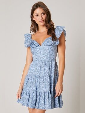Women’s Yellow Floral Ruffle Sundress